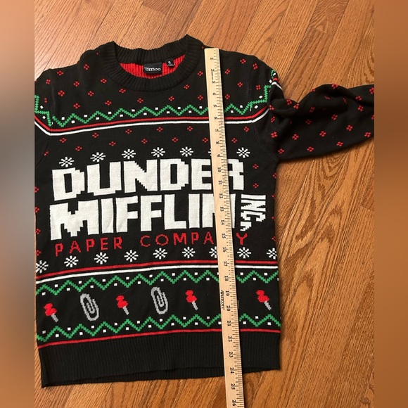 DUNDER MIFFLIN The Office Christmas Ugly Sweater Black Knit Size unisex Small - Picture 4 of 5